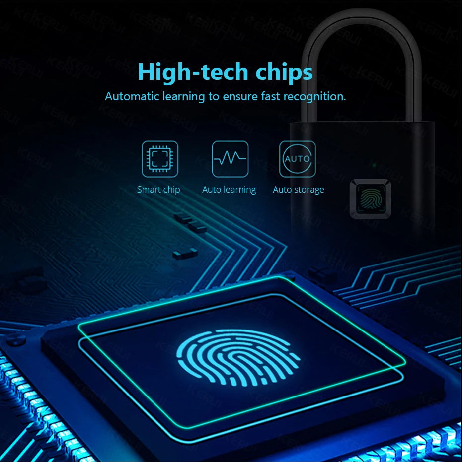 KERUI Smart Fingerprint Padlock 🔒 Waterproof Keyless Lock with Type-C Rechargeable Battery