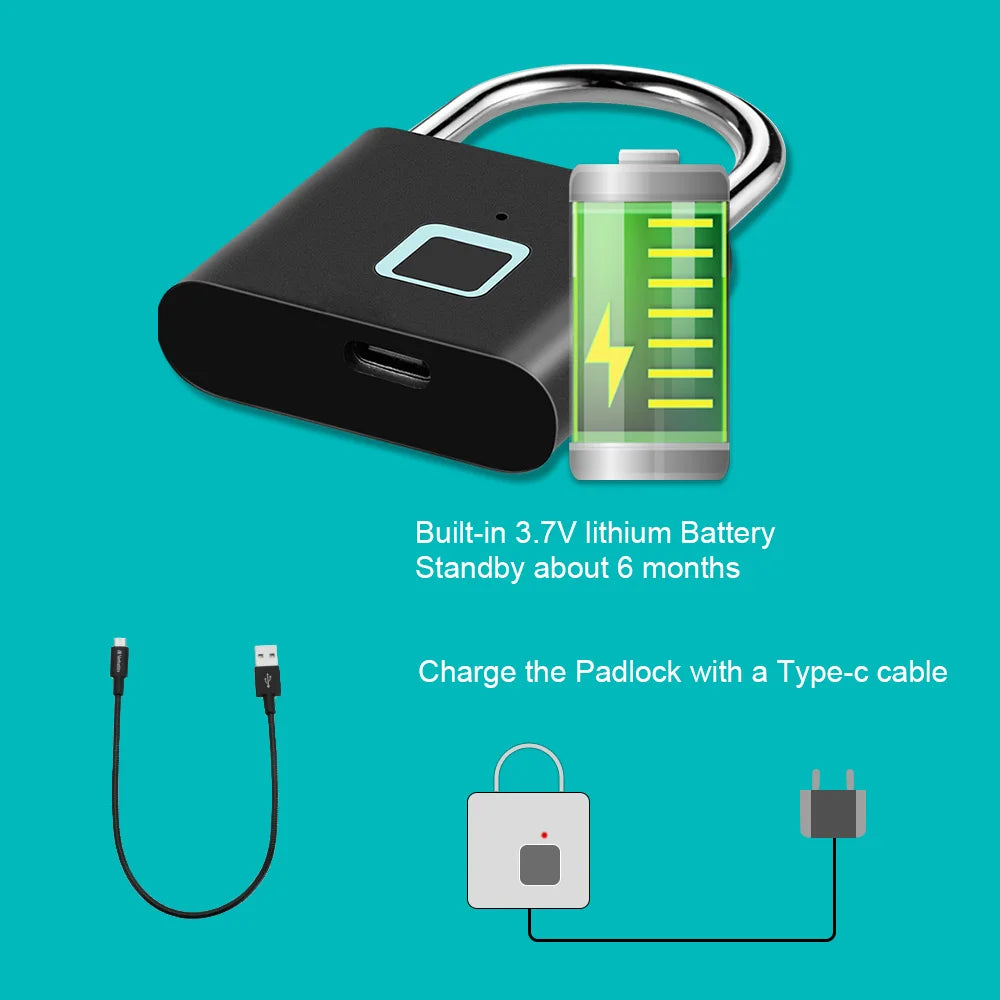 KERUI Smart Fingerprint Padlock 🔒 Waterproof Keyless Lock with Type-C Rechargeable Battery